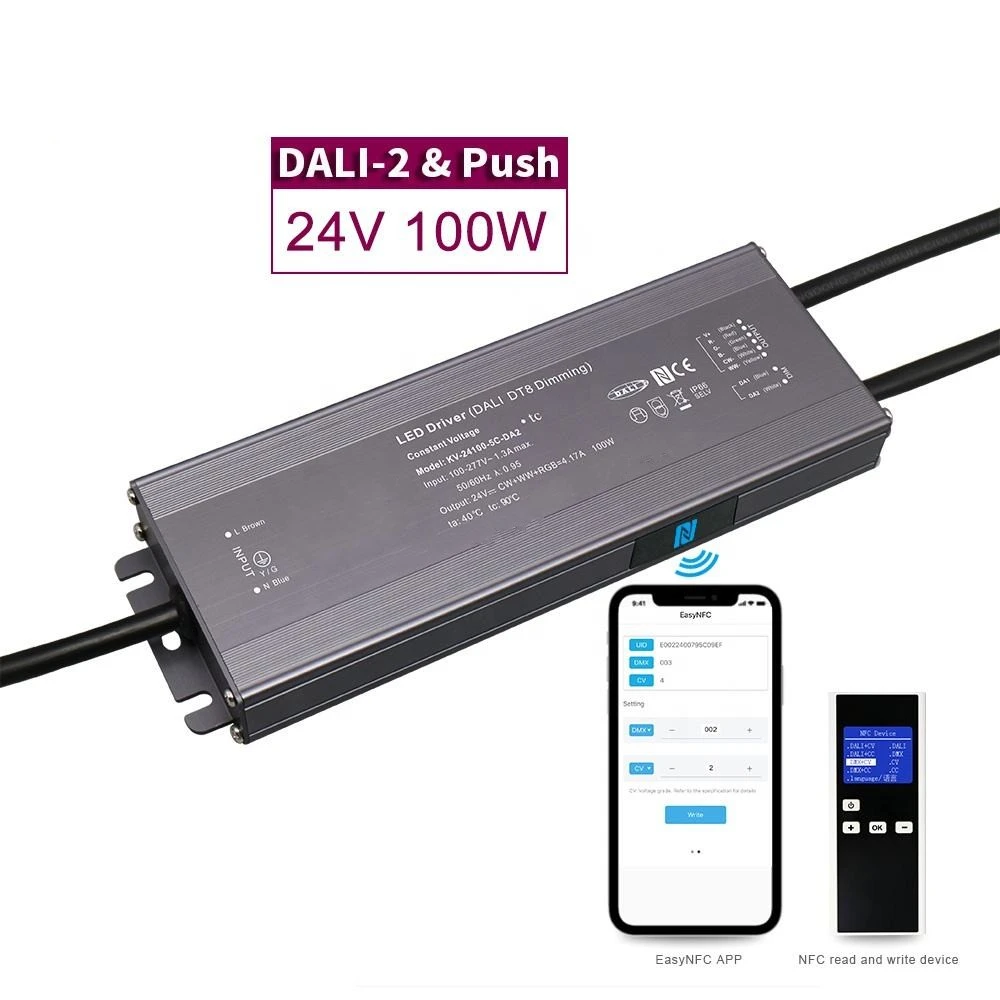 100W DALI Konštantné napätie CCT Dimming LED Driver