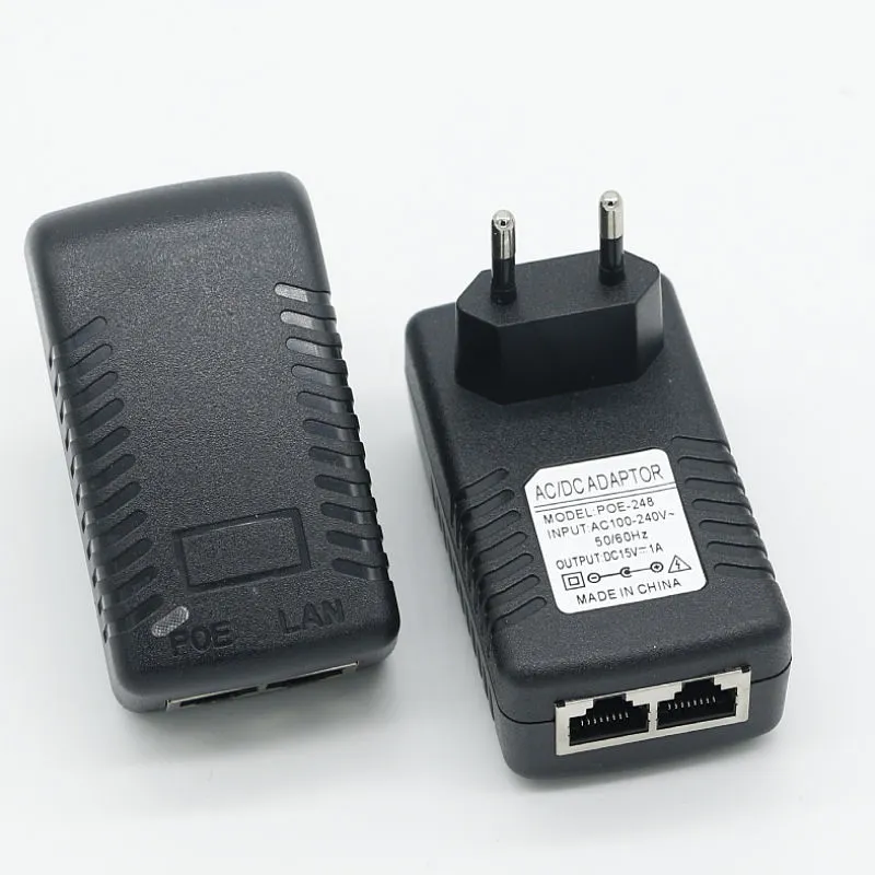 15V 1A nástenný Euro Plug ethernetový POE injektor