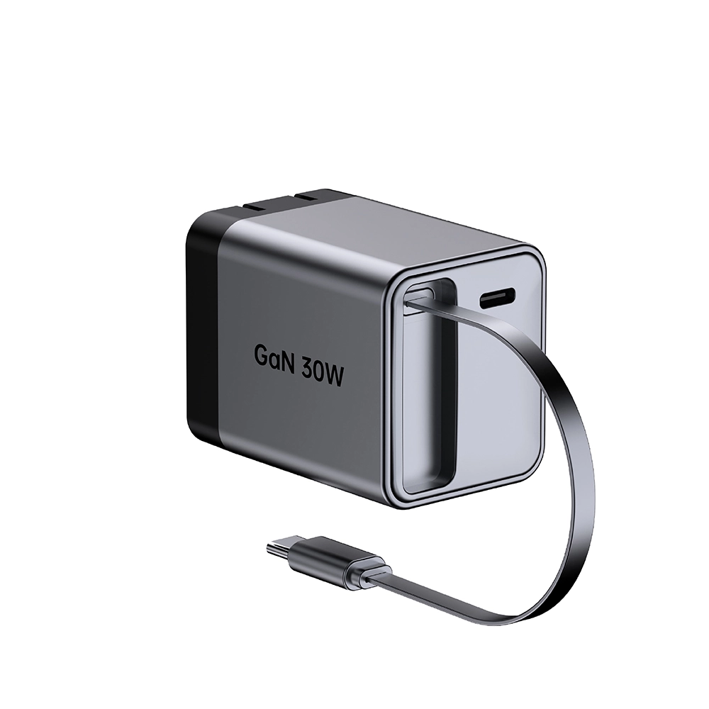 30W skladacia rýchlonabíjačka so zástrčkou pre USA so zasúvateľným káblom USB