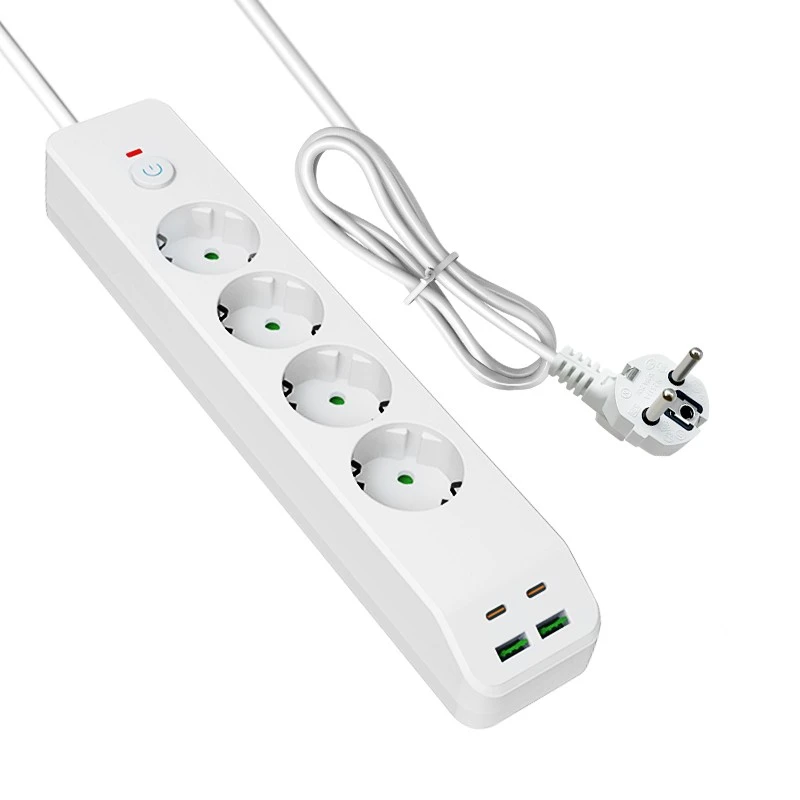 Rýchle nabíjanie EU Power Strip so 4 AC a 4 USB