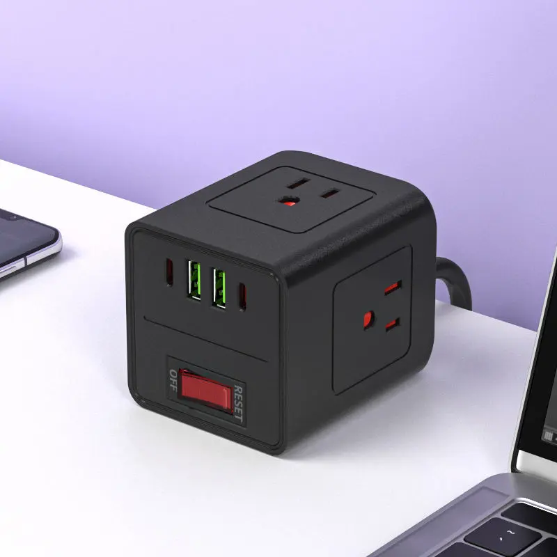 Us Flat Plug Travel Power Strip Cube Power Socket